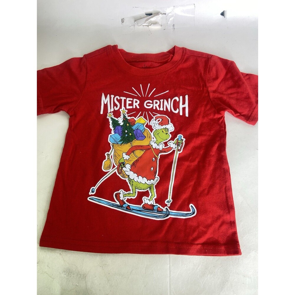 Dr. Seuss The Grinch Mister Christmas Red Tee T-Shirt Boys Girls Size 4T